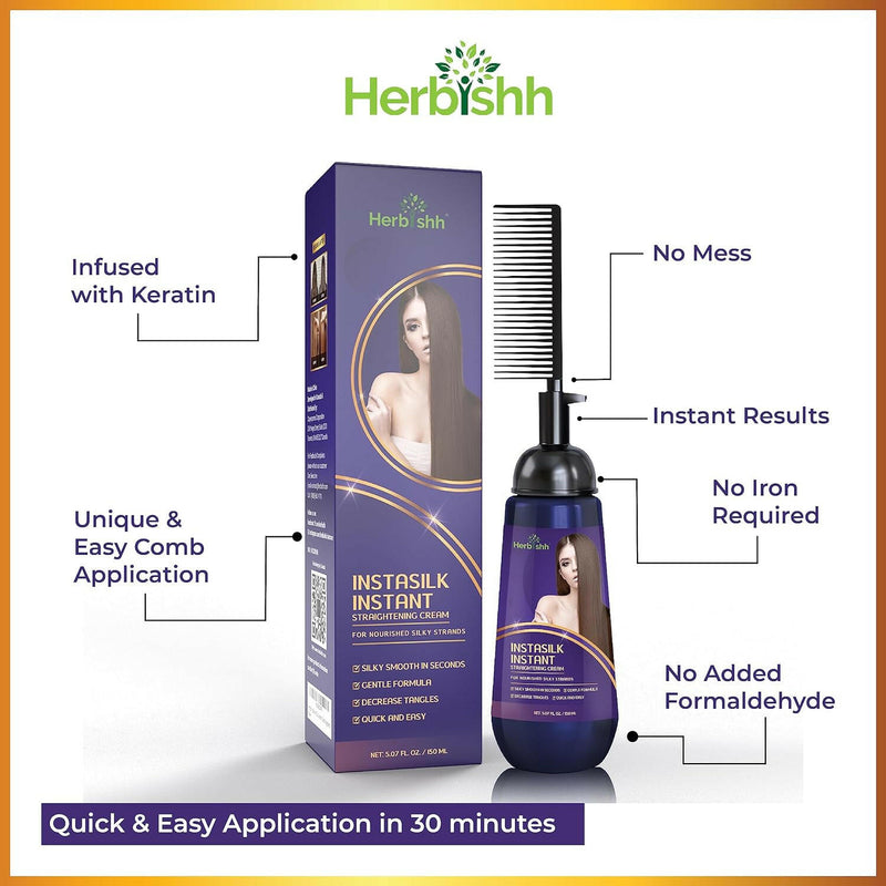 Buy 2 pcs Keratin Shampoo & Conditioner set get Instant Hair Straightener Cream free