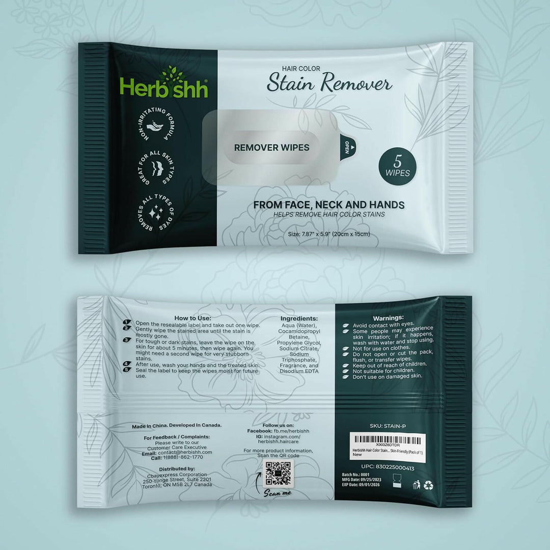 Hair Color Stain Remover Wipes – Pack of 5 | Quick Cleanup by
