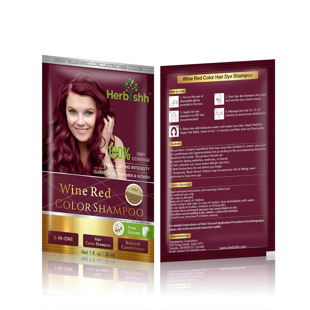 Wine Red Hair Color Shampoo Sachet | Bold Red in One Wash