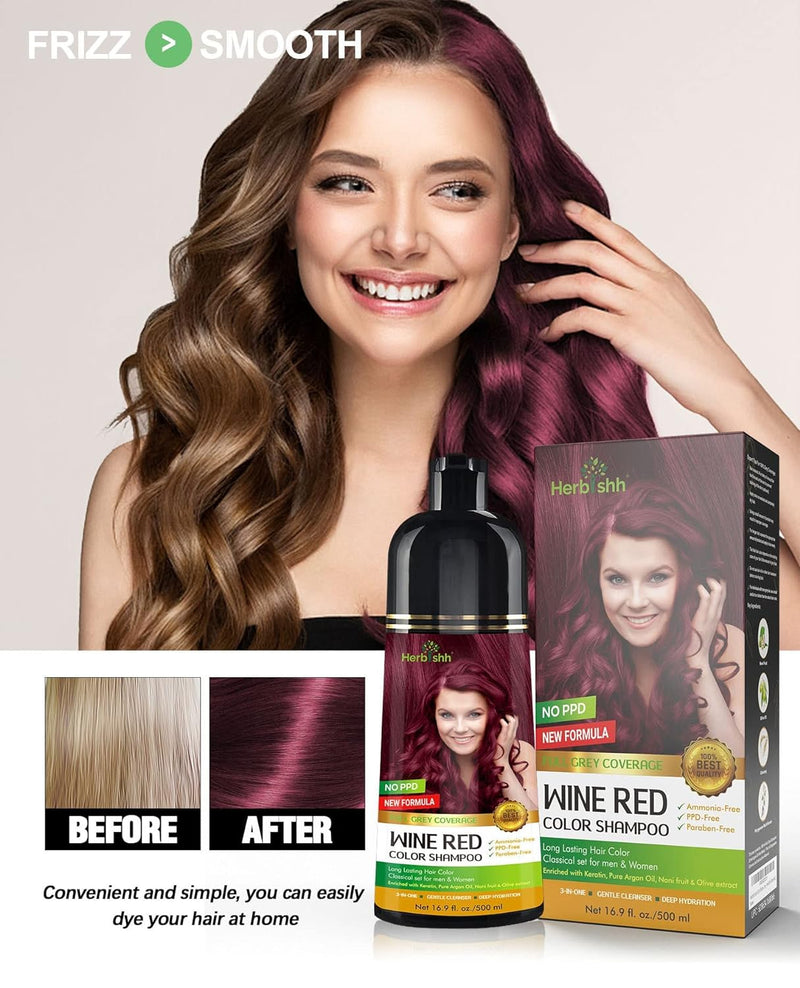 PPD Free Color Shampoo Wine Red - Herbishh
