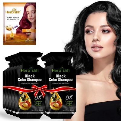 PPD Free Black  Hair Color Shampoo 10 Sachet - Herbishh