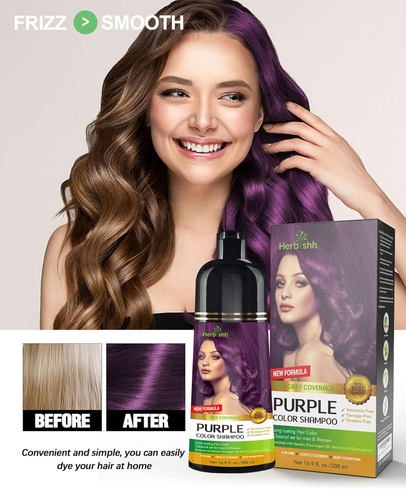 500ml Purple Hair Color Shampoo - Herbishh