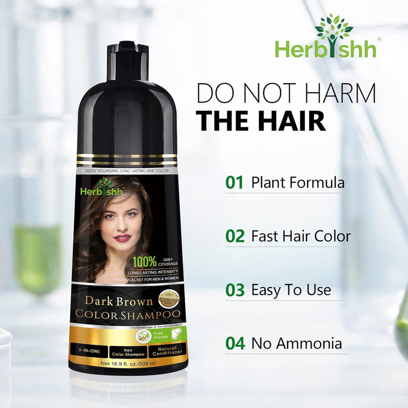 Dark Brown Hair Color Shampoo - Herbishh