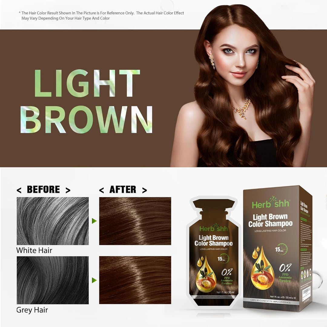 PPD-Free Light Brown Hair Color shampoo Sachet | Travel-Safe Glow