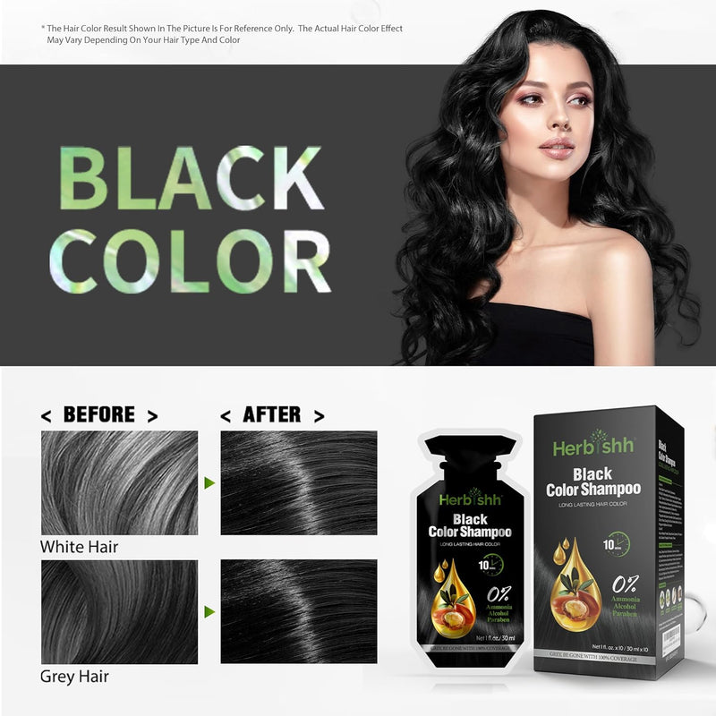 PPD Free Black  Hair Color Shampoo 10 Sachet - Herbishh