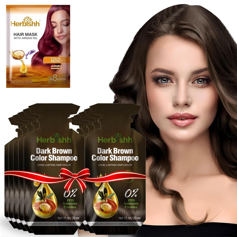 PPD Free Dark Brown  Hair Color Shampoo 10 Sachet - Herbishh