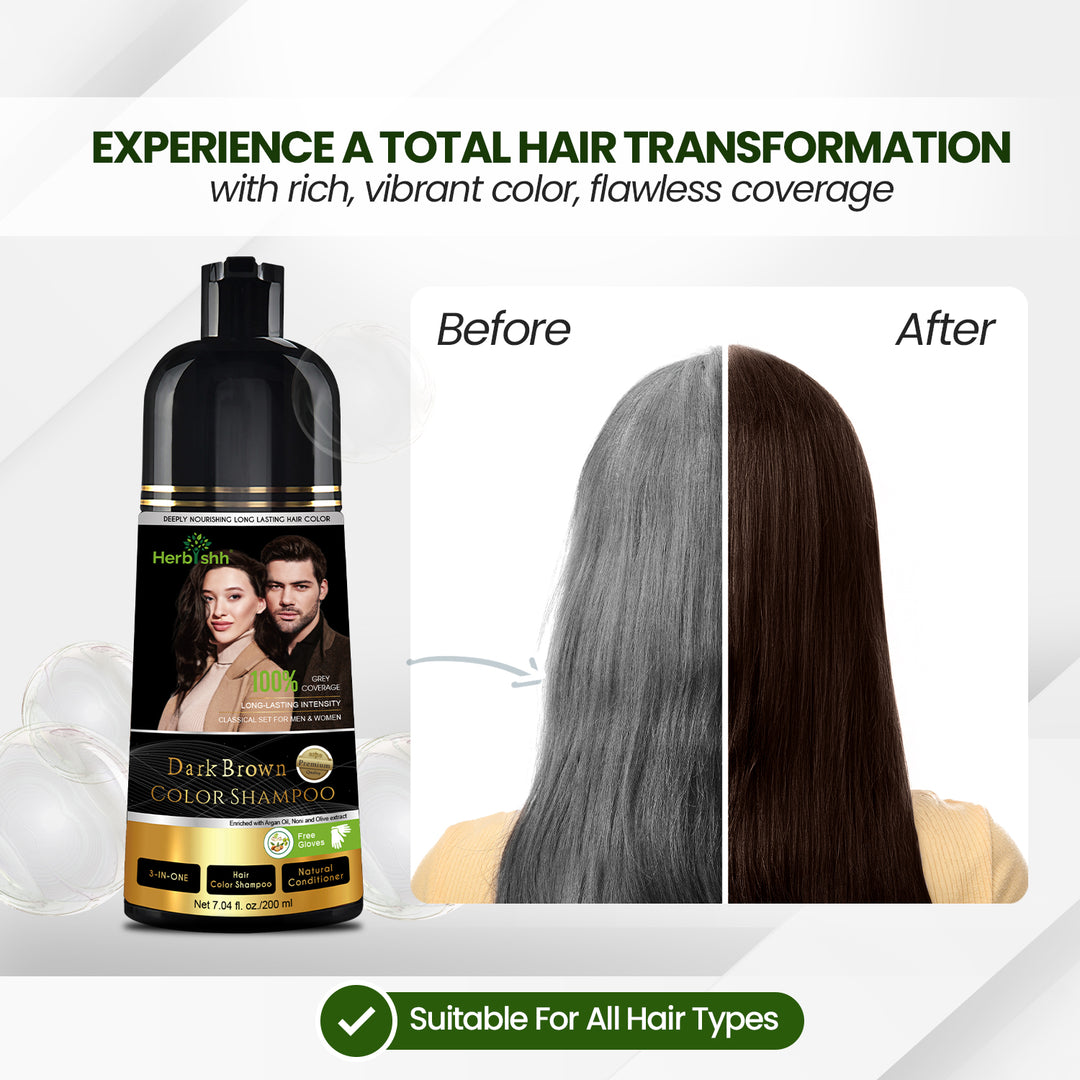 Dark Brown Hair Color Shampoo 200ml | No-Mix Grey Coverage