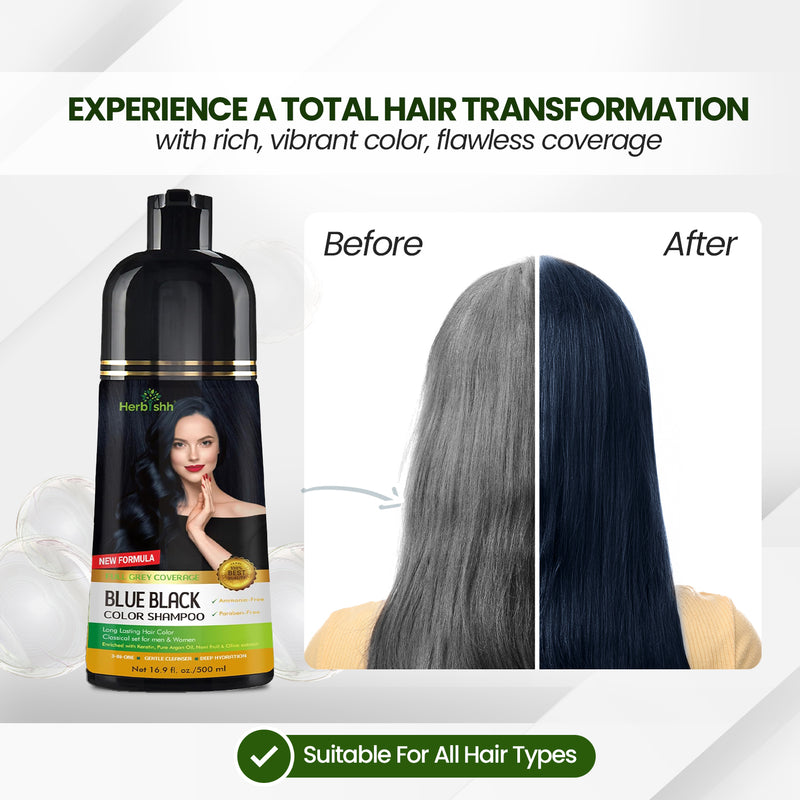 Blue black Hair Color Shampoo - Herbishh