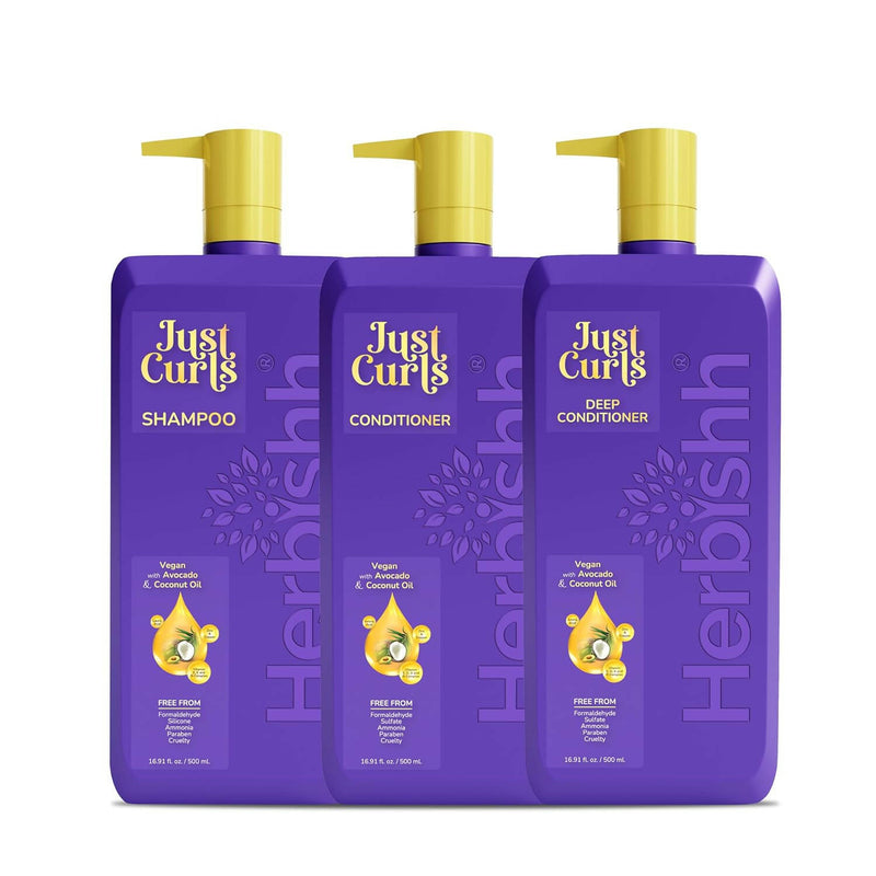 Just Curl Triple Nourish Hair Care Kit - Herbishh