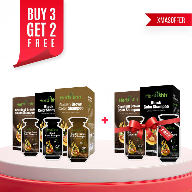 Buy-3 Get-2  PPD Free Hair Color Shampoo 10 Sachet - Herbishh --CHRISTMAS OFFER