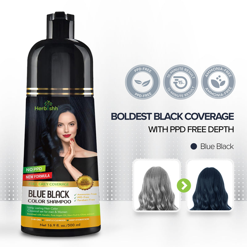 Blue black Hair Color Shampoo - Herbishh