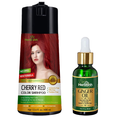 PPD Free Natural Hair Color Shampoo + Ginger Hair Oil - Herbishh