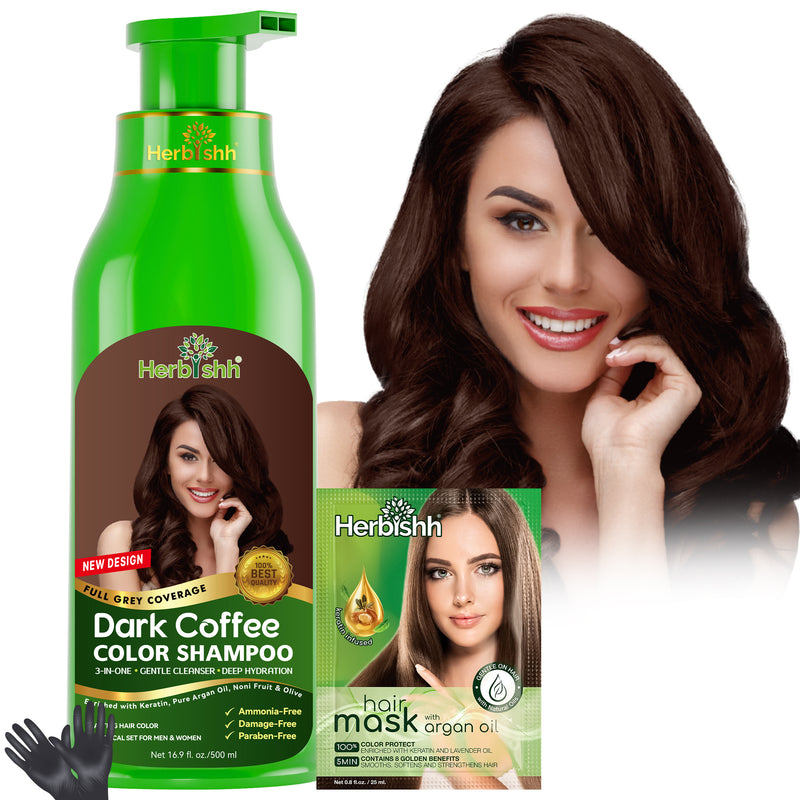 Dark Coffee PPD Free Hair Color Shampoo - Herbishh