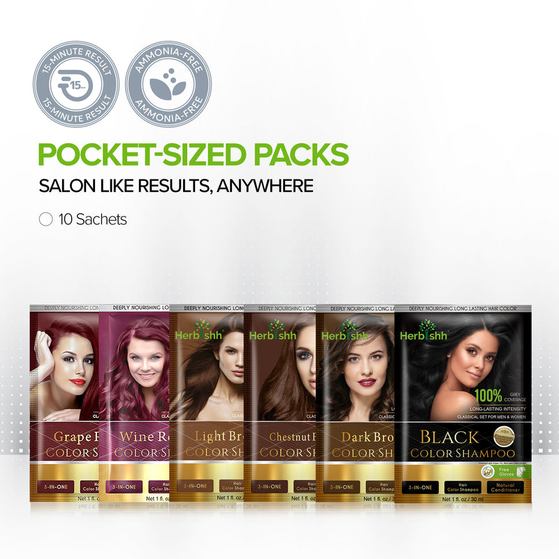 Travel size Color Shampoo Sachets - Herbishh
