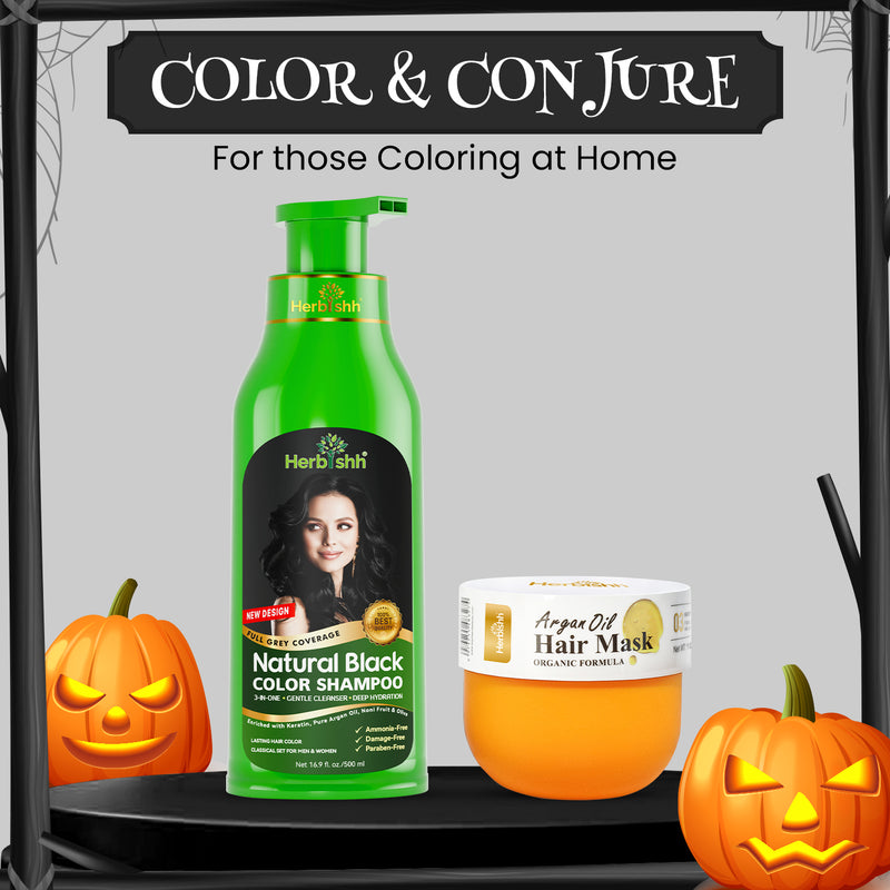 Herbishh Hair Color Shampoo + Argan Oil Hair Mask 300ml