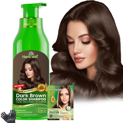 Dark Brown Hair Color Shampoo - Herbishh