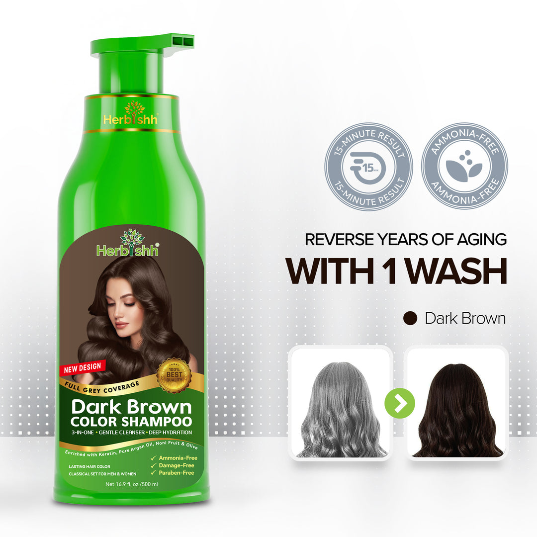 Cover Greys in 10 Mins – Dark Brown Color Shampoo| Herbishh