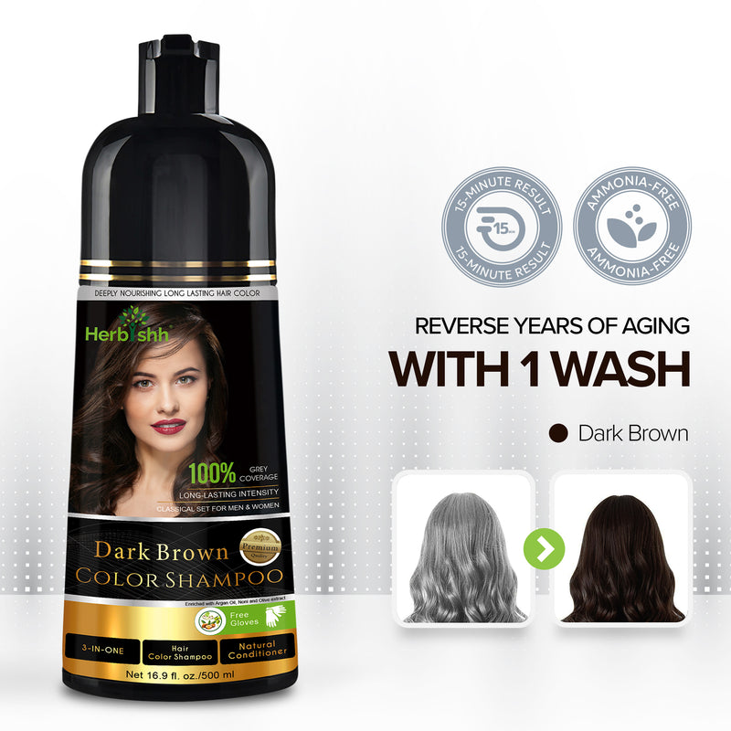 Dark Brown Hair Color Shampoo - Herbishh