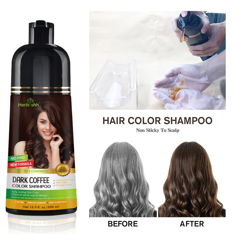 PPD Free Natural Hair Dye Color Shampoo - Dark Coffee