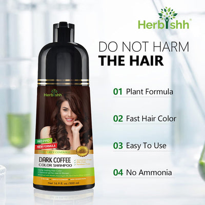 PPD Free Natural Hair Dye Color Shampoo - Dark Coffee