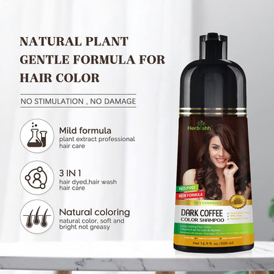 PPD Free Natural Hair Dye Color Shampoo - Dark Coffee