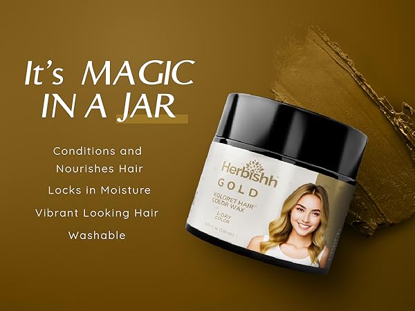 Herbishh Koloret Temporary Hair Color Wax Gold