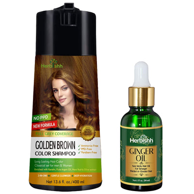 PPD Free Natural Hair Color Shampoo + Ginger Hair Oil - Herbishh