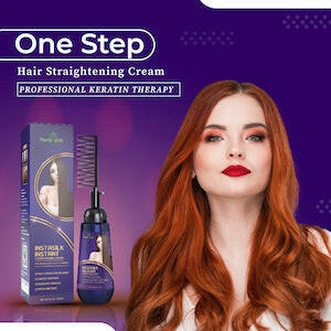 Products Herbishh Instant Hair Straightener Cream with Applicator Comb Brush