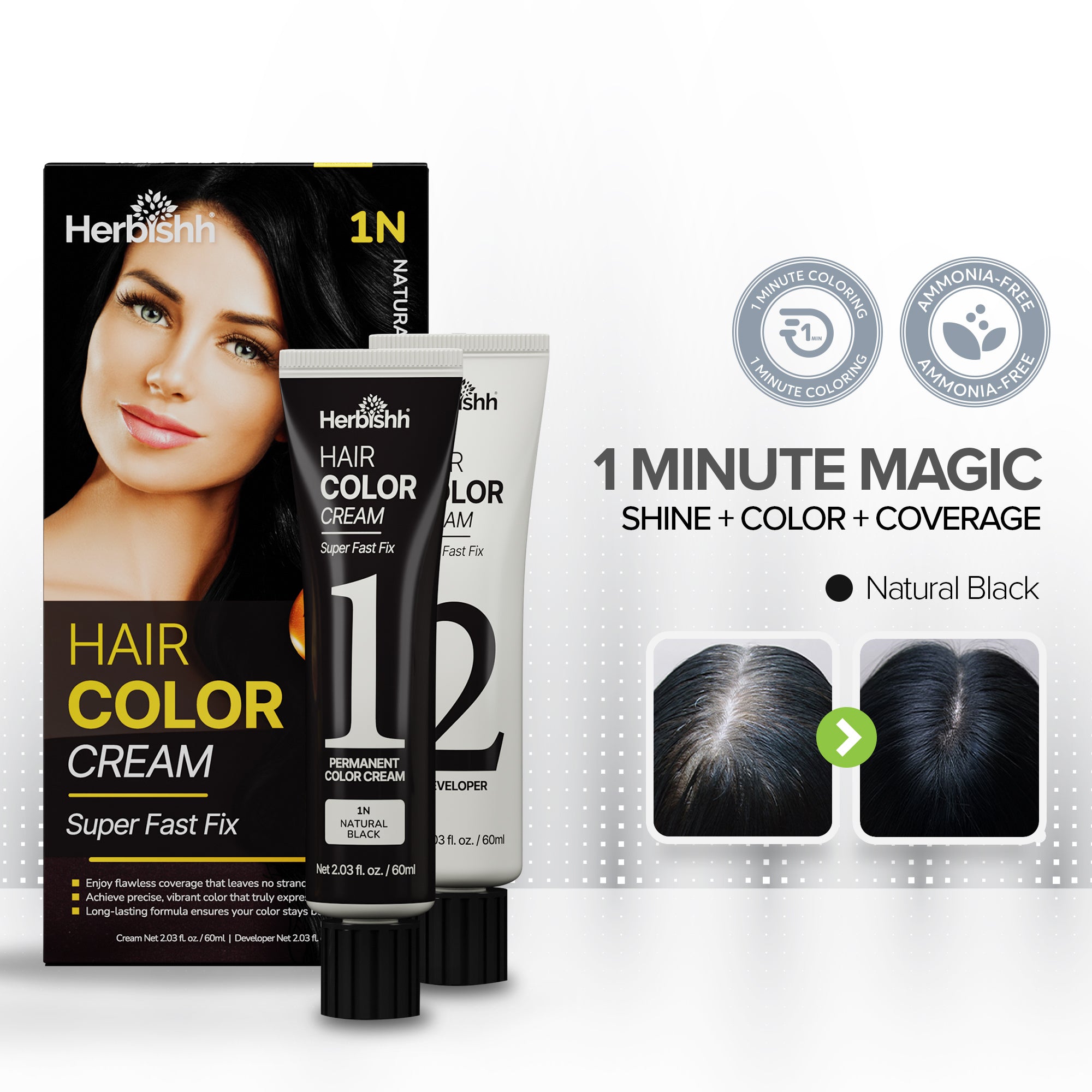 1-minute color fix | Natural Black Hair color cream – herbishh.com