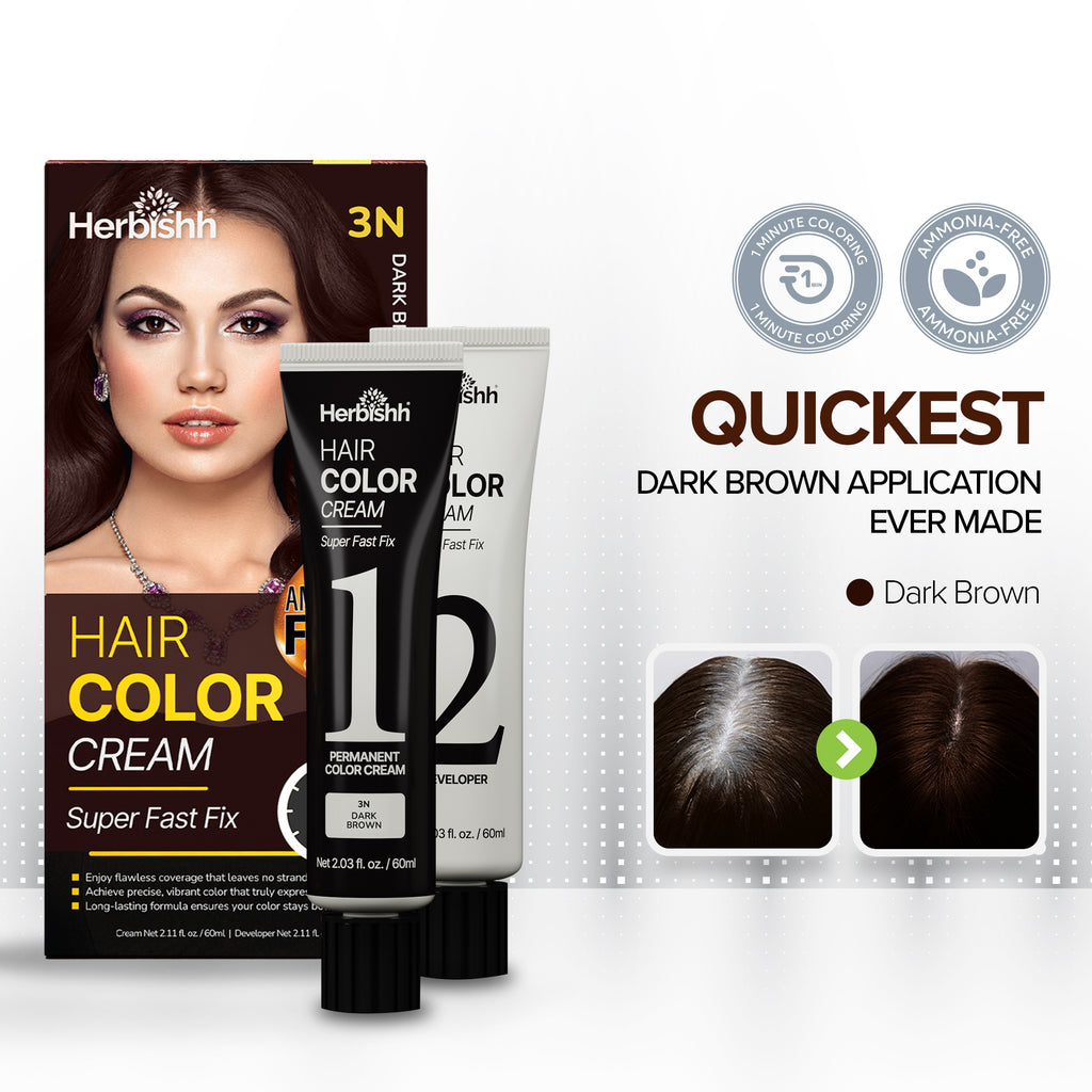 Dark Brown Hair color cream Herbishh| 1 Min color – herbishh.com