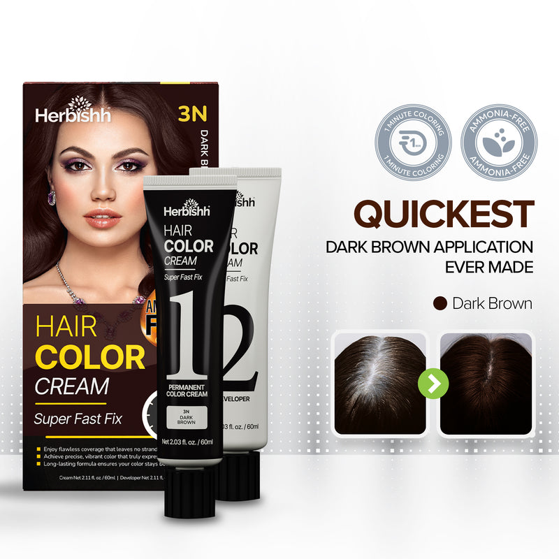 Dark Brown Rapid Infusion Hair Color Cream- Herbishh