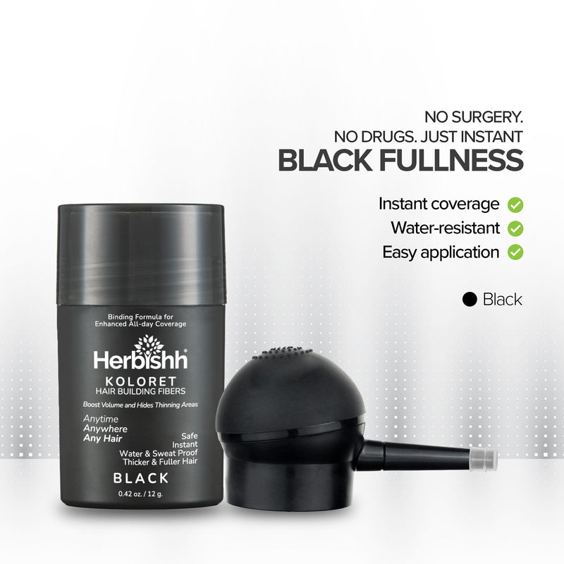Black- Herbishh Koloret Hair Building Fibers –12 gm