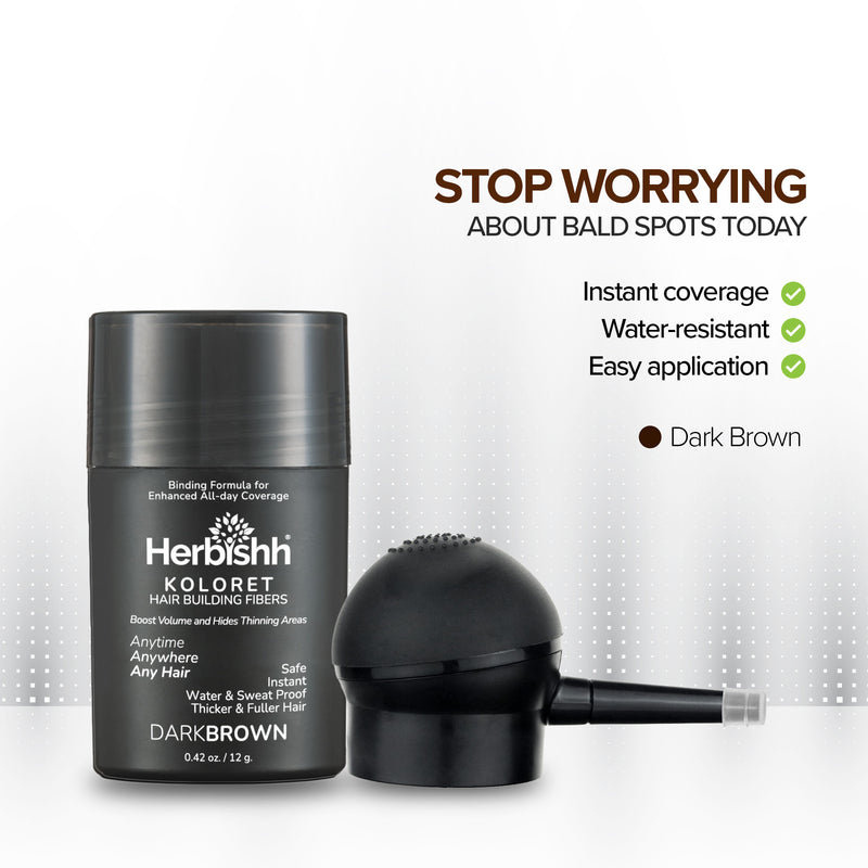 Dark Brown- Herbishh Koloret Hair Building Fibers – 12gm