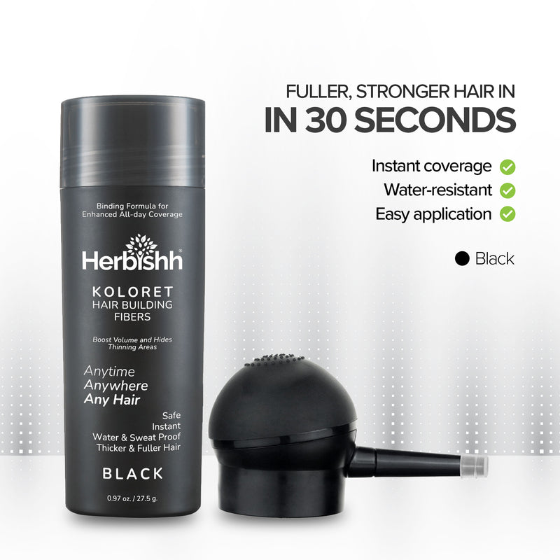 Black- Herbishh Koloret Hair Building Fibers –27.5 gm
