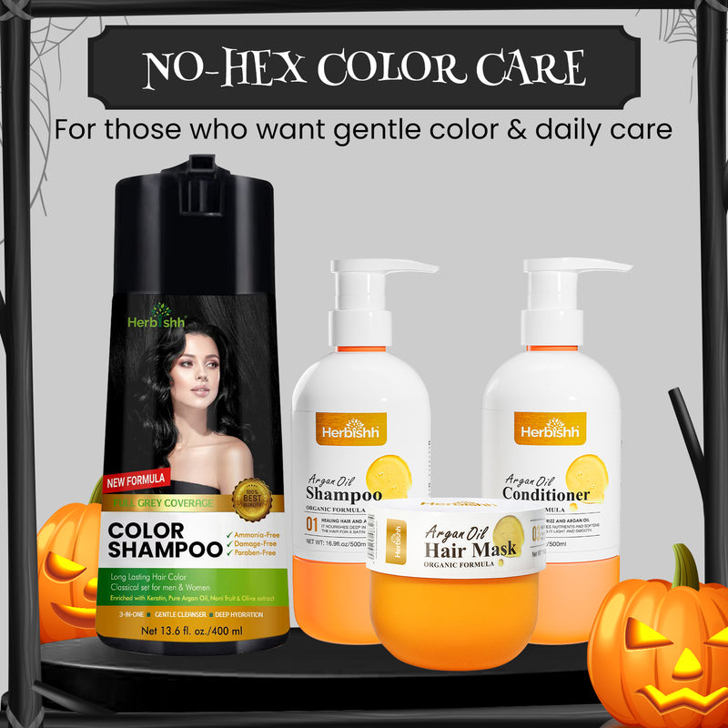 PPD Free Hair color shampoo + Argan Oil Shampoo & Conditioner + Argan Oil Hair Mask