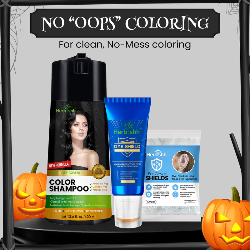 PPD Free Hair Color Shampoo + Hair Color Stain Protector (Dye Defender) + Ear Cover Shields