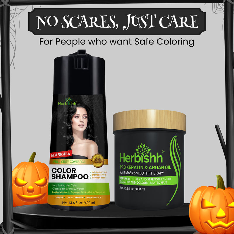 Herbishh PPD Free Hair Color Shampoo + Pro Keratin & Argan Hair Mask