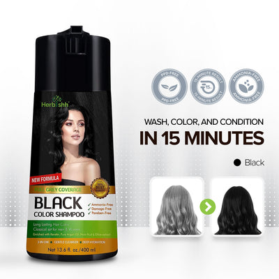 Black Hair Color Shampoo 400ml- Herbishh