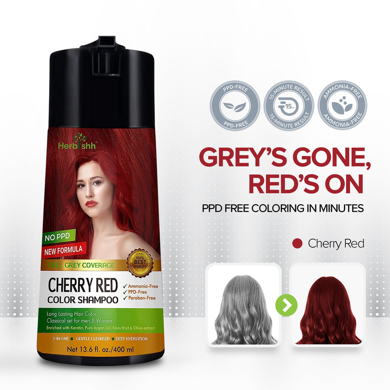 Cherry Red PPD Free Hair Color Shampoo - Herbishh