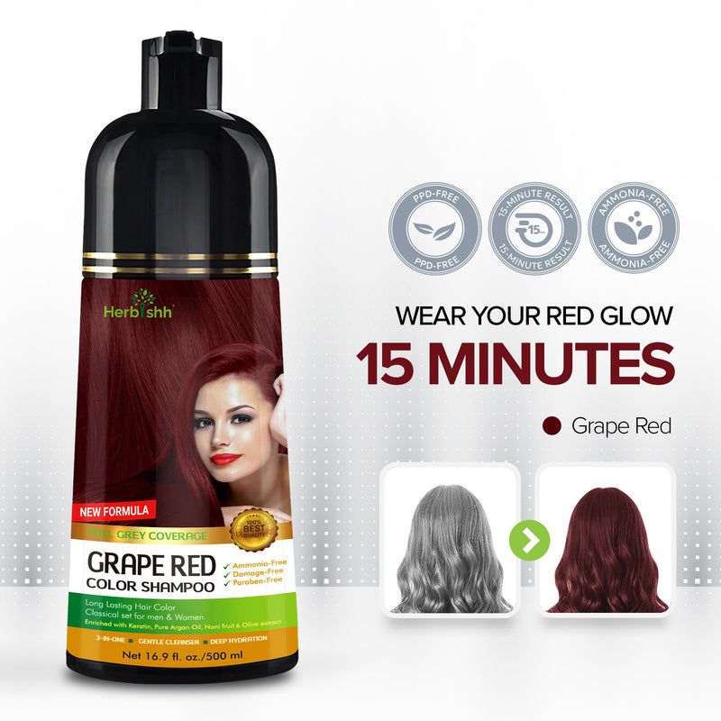 Grape Red Hair Color Shampoo 500ml- Herbishh