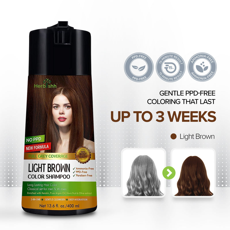 Light Brown PPD Free Hair Color Shampoo - Herbishh