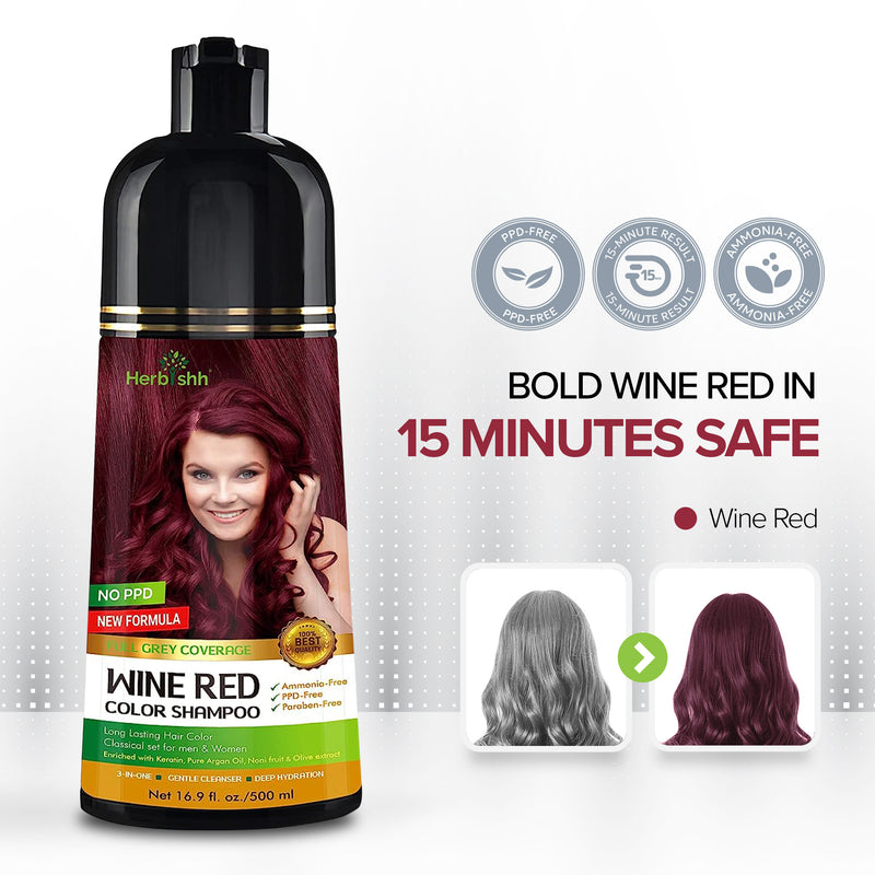 Wine Red PPD Free Hair Color Shampoo - Herbishh