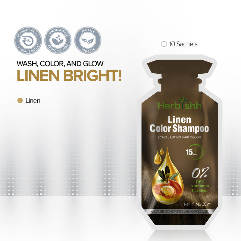 Linen PPD Free Hair Color Shampoo 10 Sachets-Herbishh