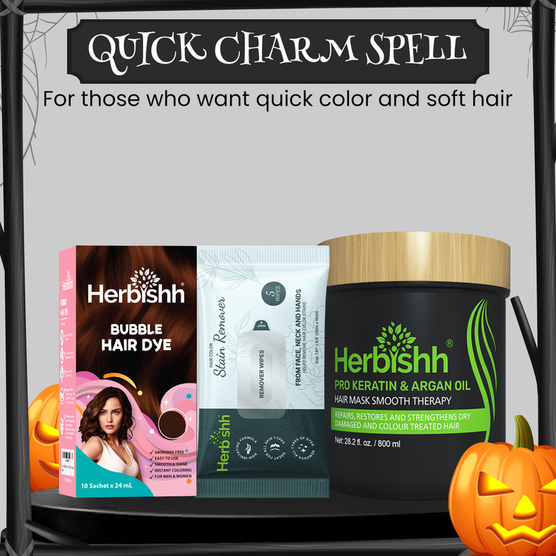 Bubble Hair Dye + Wipes + Pro Keratin & Argan Hair Mask