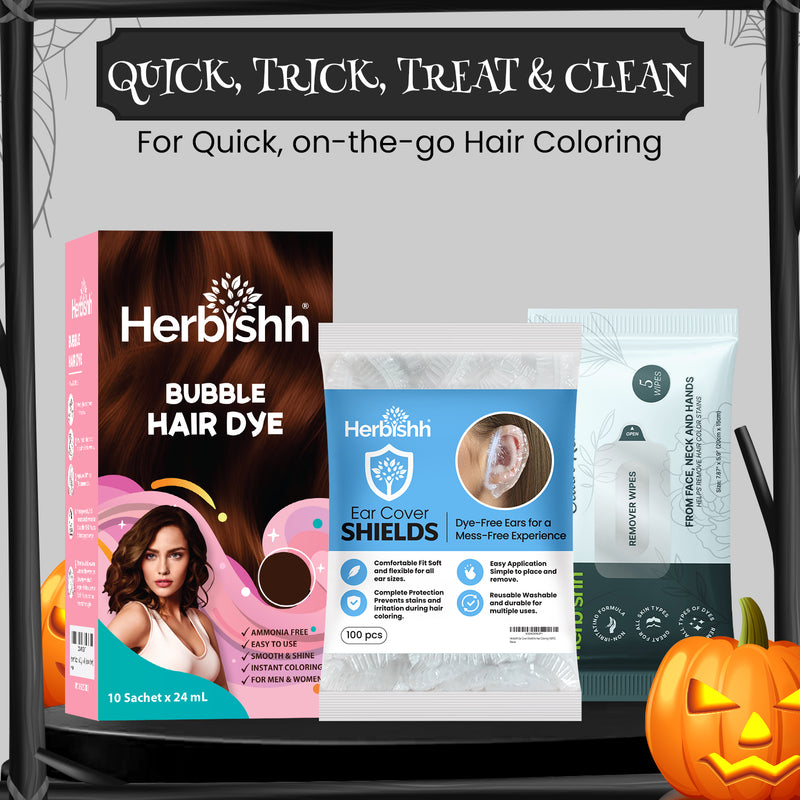 Bubble Hair Dye Shampoo + Hair Color Stain Remover Wipes + Ear Cover Shields