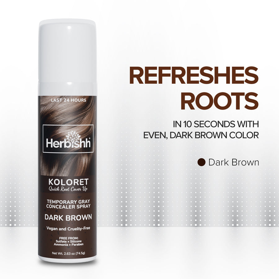 Koloret Quick Root Touch Up Hair Color Spray Dark Brown- Herbishh