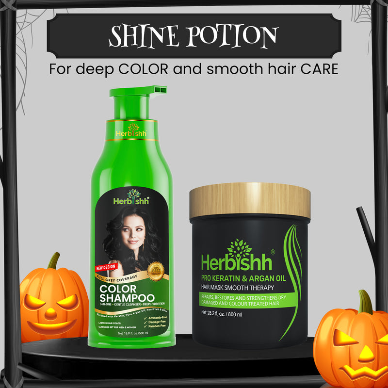 Herbishh Hair Color Shampoo + Pro Keratin & Argan Hair Mask