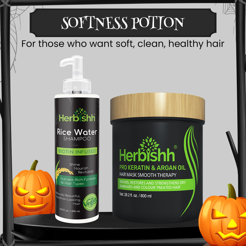 Pro Keratin & Argan Hair Mask + Rice Water Shampoo