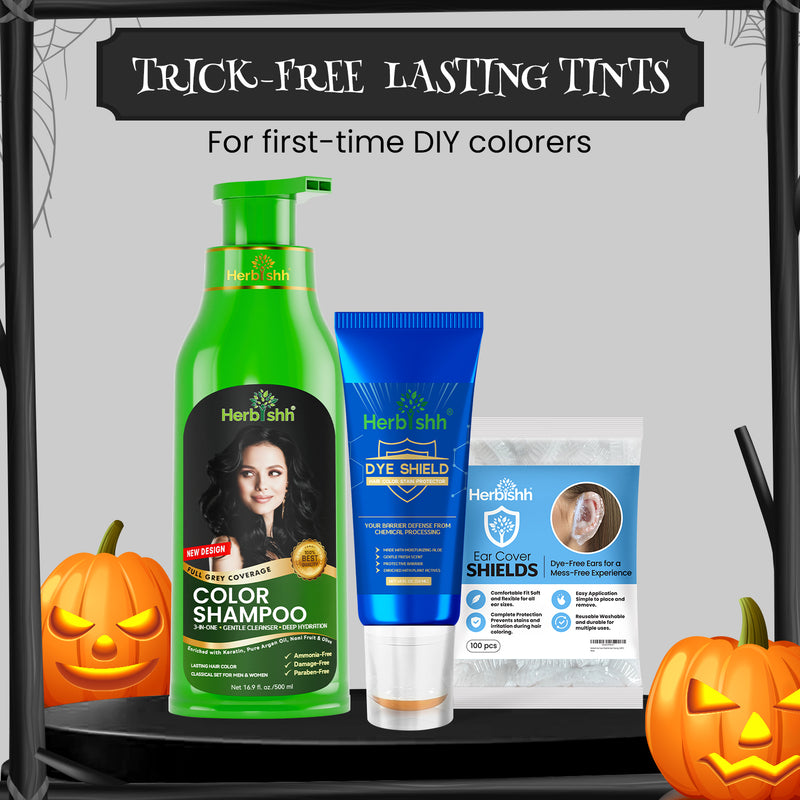 Herbishh Hair Color Shampoo + Hair Color Stain Protector (Dye Defender) + Ear Cover Shields