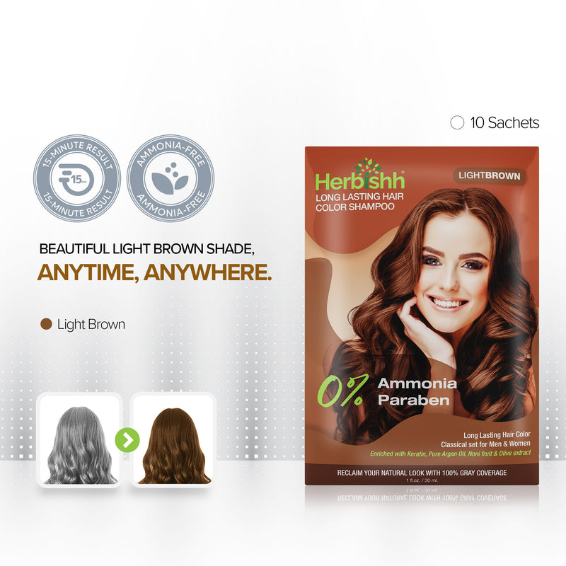 Light Brown Color Shampoo 10 Sachets - Herbishh